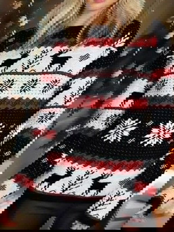 Scandinavische rendier kersttrui warme Noorse kersttrui voor dames Bakkermode