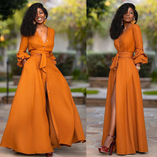 Elegante oranje zomerjurk - verfijnde damesmode
