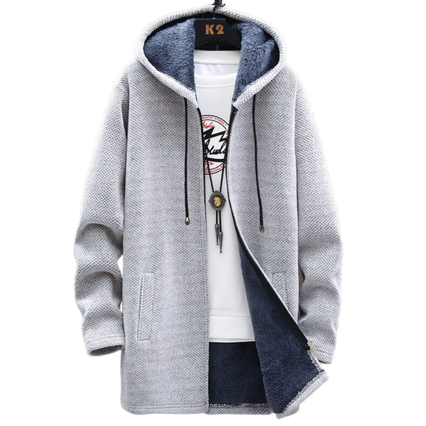 Lange fleece jas met capuchon - warme dames jas met rits en zachte voering - Bakkermode.nl