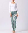 Groene leggings met bloemenprint - Bakkermode.nl
