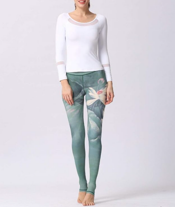 Groene leggings met bloemenprint - Bakkermode.nl