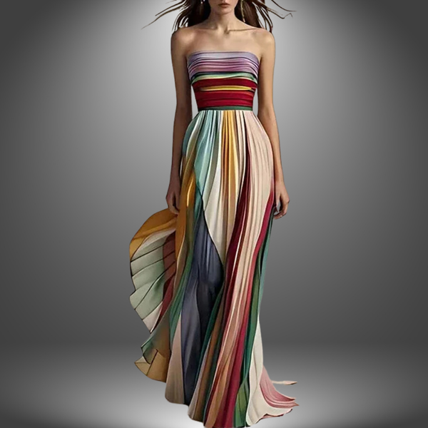 Elegante maxi-jurk voor dames - gedrapeerde multikleur gown voor speciale gelegenheden