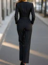 Dames jumpsuit met gouden knoopdetails - elegante kantoorlook in het zwart
