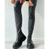 Trendy overknee dameslaarzen met chunky zool – stoere hoge laarzen voor een edgy look - Bakkermode.nl