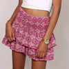 Dames rimpel minirok - bohemian print met gathered tailleband