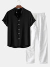 2-delige linnen blouse en broek set - veelzijdig casual dames ensemble