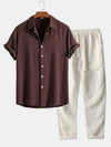 2-delige linnen blouse en broek set - veelzijdig casual dames ensemble