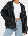Oversized leren damesjas - stijlvolle buitenkleding - Bakkermode.nl
