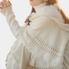 Poncho trui - chique beige damesgebreide wrap met capuchon