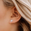 2-delige bloemenoorbellen - verfijnde moeder-of-pearl zilveren damesaccessoires