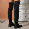 Boven-de-knie laarzen - trendy dames schoenen met suede effect