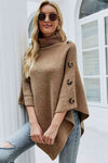 Dames poncho trui - stijlvolle brei met hoge kraag