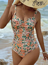 Bloemenpatroon badpak - stijlvolle beige dames badpak