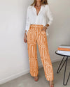 Set van 2-delige damesbroek en blouse - luxe katoen-linnen mix voor casual of chique gelegenheden