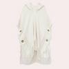 Poncho trui - chique beige damesgebreide wrap met capuchon