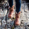 Dames winterlaarzen - vintage leren enkellaarsjes met warme voering - Bakkermode.nl