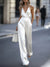 Dames jumpsuit elegante satijnen halterstijl witte avondkleding - verstelbare kettingsluiting voor veelzijdige mode