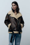 Bikerjack - luxe bruine faux leren damesjas