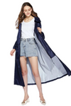Lang bedrukte jas - stijlvolle gedessineerde dames outerwear