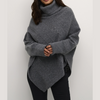 Gebreide poncho met hoge hals - elegante damestrui