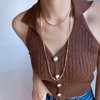 Chique u-vormige titanium staal ketting - gelaagde gouden ketting voor dames