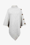Dames poncho trui - stijlvolle brei met hoge kraag