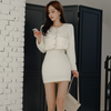 2-delige crème chenille mix crop top en rok set - stijlvolle damesoutfit