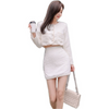 2-delige crème chenille mix crop top en rok set - stijlvolle damesoutfit