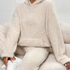 2-delige teddy tracksuit set - ultra-zachte dames loungewear met capuchon