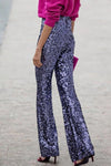Flared paillettenbroek - chique hoge taille damesbroek