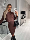 2-delige gebreide set - gebreide mouwloze bodycon jurk en lange mouw top - Bakkermode.nl