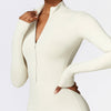 Warm zipper lange mouwen jumpsuit - yoga fitness sportbroek ademend dames bodysuit - Bakkermode.nl