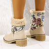 Vintage dames enkellaarzen - winterlaarzen met bloemenpatroon, warme voering en stevige hak - Bakkermode.nl