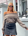 Off-shoulder pullover - leuke dames ribbed knit top - Bakkermode.nl