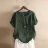 Dameslinnen blouse - korte mouw knoop bovenstuk