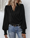 Dames wikkelblouse - elegante gedrapeerde blouse met lange mouwen