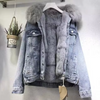 Dames denimjack - faux fur gevoerde winterjas