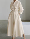 Maxi shirtjurk - chique lange jurk met riem voor dames