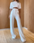 2-delige dames set met op maat gemaakte cropped top en flared broek - smart casual ensemble voor moeiteloze stijl