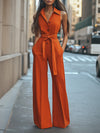 Dames jumpsuit met elegante wijde pijpen - oranje casual look voor elke gelegenheid