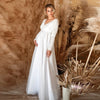 Zwangere maxi-jurk - elegante witte damesgala met kantmouwen