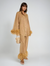 2-delige damespyjama elegante lounge set met verenrand - ontspannen avondkleding