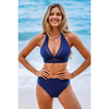2-delige dames bikini set met hoge taille - stijlvolle halternek voor strand en zwembad