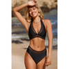 2-delige dames bikini set met hoge taille - stijlvolle halternek voor strand en zwembad