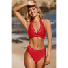 2-delige dames bikini set met hoge taille - stijlvolle halternek voor strand en zwembad