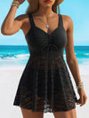 2-delige dames tankini zwempak elegante zwarte strandoutfit - chique zomer zwemjurk voor ontspanning op het strand