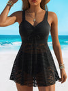 2-delige dames tankini zwempak elegante zwarte strandoutfit - chique zomer zwemjurk voor ontspanning op het strand