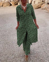 2-delige dames tuniek en broekset met geometrische print - stijlvolle tuniek & broek voor casual en avondkleding
