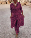 2-delige dames tuniek en broekset met geometrische print - stijlvolle tuniek & broek voor casual en avondkleding