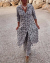 2-delige dames tuniek en broekset met geometrische print - stijlvolle tuniek & broek voor casual en avondkleding
